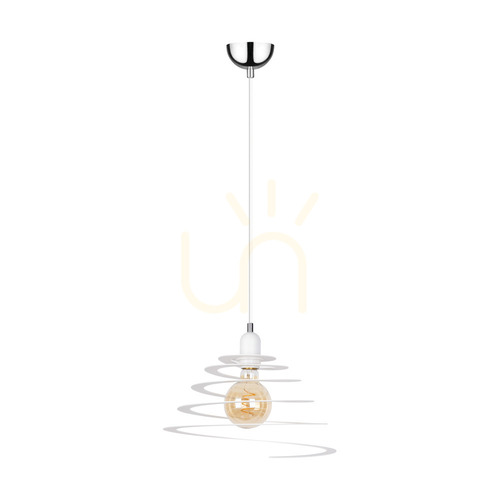Skontrolujte Závesné svietidlo Komet, 1xE27, Max. 60 W, chrómovaný kov / biely PVC kábel / biely kovový tienidlo, Ø 34,5 cm