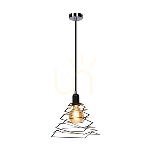 Závesné svietidlo Komet, 1xE27, Max. 60 W, chrómovaný kov / čierny PVC kábel / čierny kovový tienidlo, 24 cm small 1