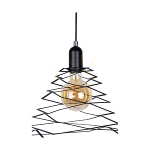 Závesné svietidlo Komet, 1xE27, Max. 60 W, chrómovaný kov / čierny PVC kábel / čierny kovový tienidlo, 24 cm small 2