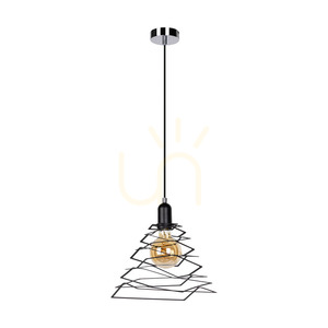 Závesné svietidlo Komet, 1xE27, Max. 60 W, chrómovaný kov / čierny PVC kábel / čierny kovový tienidlo, 24 cm small 0