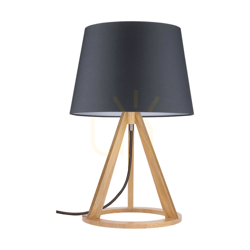 Skontrolujte Stolná lampa Konan 1xE27 Max. 25 W, olejovaný dub / antracitový opletený kábel / antracitové tienidlo Ø 30 cm