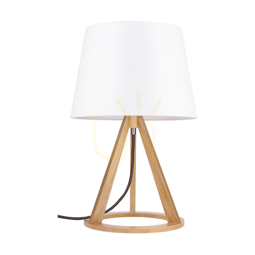 Skontrolujte Stolná lampa Konan 1xE27 Max. 25 W, olejovaný dub / antracitový opletený kábel / biele tienidlo Ø 30 cm