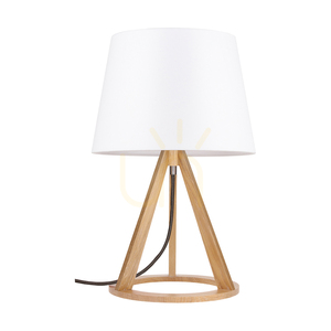 Stolná lampa Konan 1xE27 Max. 25 W, olejovaný dub / antracitový opletený kábel / biele tienidlo Ø 30 cm small 0