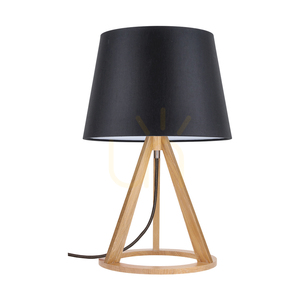 Stolná lampa Konan 1xE27 Max. 25 W, olejovaný dub / antracitový opletený kábel / čierne tienidlo Ø 30 cm small 0