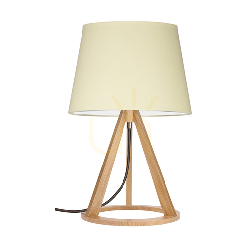Skontrolujte Stolná lampa Konan 1xE27 Max. 25 W, olejovaný dub / antracitový opletený kábel / krémový tienidlo Ø 30 cm