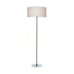 Stojaca lampa Leila, 1xE27, Max. 60 W, chrómovaný kov / priehľadný PVC kábel / papierovo-PVC tienidlo s bodkovaným vzorom, Ø 50 cm small 1