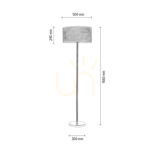 Stojaca lampa Leila, 1xE27, Max. 60 W, chrómovaný kov / priehľadný PVC kábel / papierovo-PVC tienidlo s bodkovaným vzorom, Ø 50 cm small 5