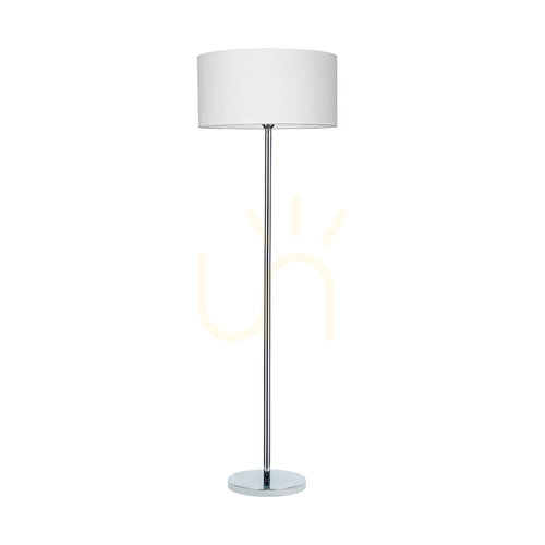 Skontrolujte Stojaca lampa Leila, 1xE27, Max. 60 W, chrómovaný kov / priehľadný PVC kábel / papierovo-PVC tienidlo s bodkovaným vzorom, Ø 50 cm