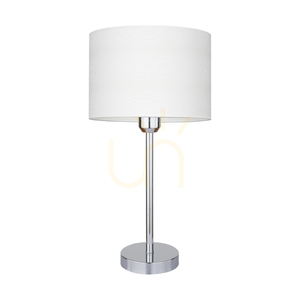 Stolná lampa Leila, 1xE27, Max. 40 W, chrómovaný kov / priehľadný PVC kábel / papierovo-PVC tienidlo s vzorom drevených vlákien, Ø 50 cm small 0