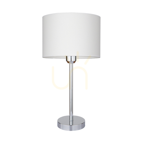 Skontrolujte Stolná lampa Leila, 1xE27, Max. 40 W, chrómovaný kov / priehľadný PVC kábel / papierovo-PVC tienidlo s bodkovaným vzorom, Ø 25 cm