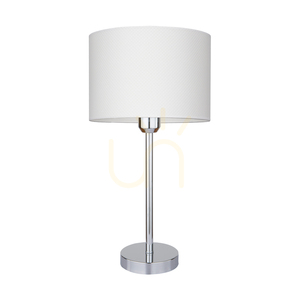 Stolná lampa Leila, 1xE27, Max. 40 W, chrómovaný kov / priehľadný PVC kábel / papierovo-PVC tienidlo s bodkovaným vzorom, Ø 25 cm small 0