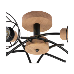 Stropné svietidlo Linra, 5xE27, Max. 40 W, olejovaný dub/čierny kov, Ø 70 cm small 2