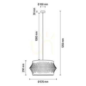 Závesné svietidlo Lotus, 1xE27, Max. 60 W, čierny kov / priehľadný PVC kábel / sivý tienidlo, Ø 57 cm small 5