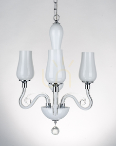 Luster Lutecja, 3xE14, Max. 40 W, kov v prevedení transparentný chróm / biely sklenený tienidlo, Ø 42 cm small 1