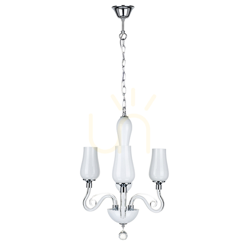 Skontrolujte Luster Lutecja, 3xE14, Max. 40 W, kov v prevedení transparentný chróm / biely sklenený tienidlo, Ø 42 cm