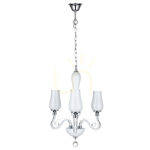 Luster Lutecja, 3xE14, Max. 40 W, kov v prevedení transparentný chróm / biely sklenený tienidlo, Ø 42 cm small 0