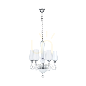 Luster Lutecja, 5xE14, Max. 40 W, kov v prevedení transparentný chróm / biely sklenený tienidlo, Ø 42 cm small 0