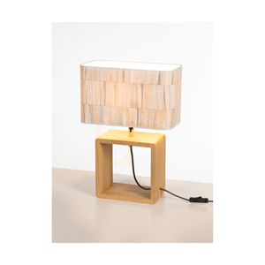 Stolná lampa Malo, 1xE27, Max. 25 W, olejovaný dub/antracit, opletený kábel/viacfarebný, tienidlo z tapety, 30 cm small 3