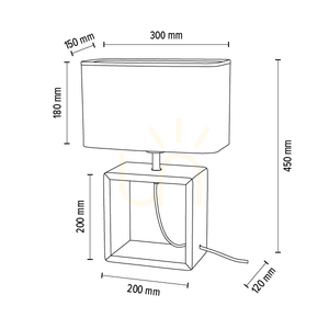 Stolná lampa Malo, 1xE27, Max. 25 W, olejovaný dub/antracit, opletený kábel/viacfarebný, tienidlo z tapety, 30 cm small 4