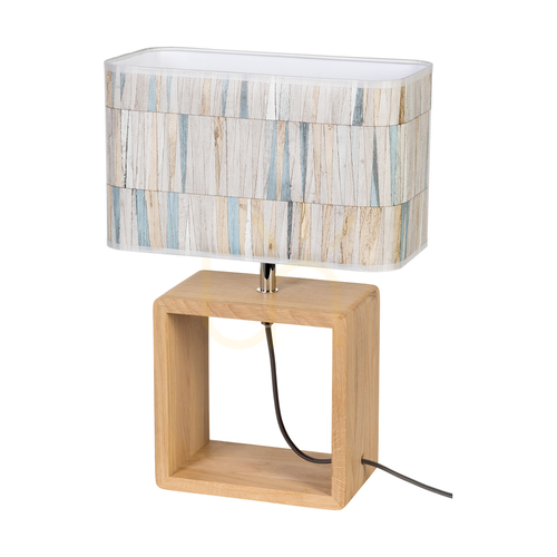 Skontrolujte Stolná lampa Malo, 1xE27, Max. 25 W, olejovaný dub/antracit, opletený kábel/viacfarebný, tienidlo z tapety, 30 cm