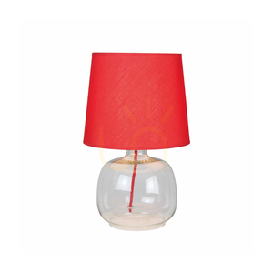 Stolná lampa Mandy, 1xE27, Max. 40 W, číre sklo / červený opletený kábel / červené tienidlo, Ø 22,5 cm small 0