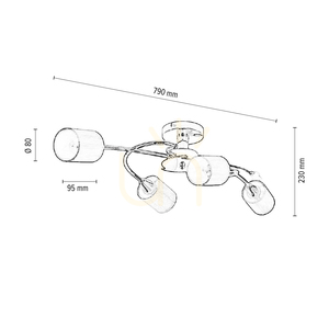 Stropné svietidlo Marbella, 4xE14, Max. 9 W, chrómový kov/striebro, tienidlo 79 cm small 2