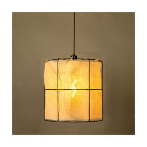 Závesné svietidlo Marinero, 1xE27, Max. 15 W LED, čierny kov / čierny opletený kábel / čierny kovový tienidlo s béžovým ľanom, Ø 40 cm small 5