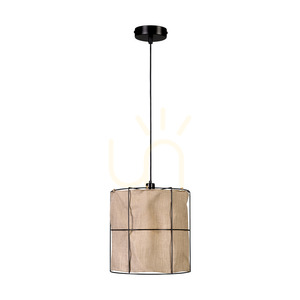 Závesné svietidlo Marinero, 1xE27, Max. 15 W LED, čierny kov / čierny opletený kábel / čierny kovový tienidlo s béžovým ľanom, Ø 40 cm small 0