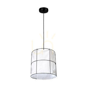 Závesné svietidlo Marinero, 1xE27, Max. 15 W LED, čierny kov / čierny opletený kábel / čierny kovový tienidlo s bielym ľanom, Ø 40 cm small 2
