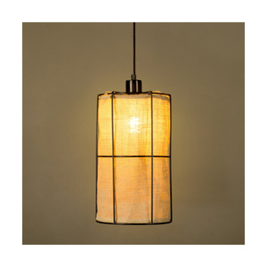Závesné svietidlo Marinero, 1xE27, Max. 15 W LED, čierny kov / čierny opletený kábel / čierny kovový tienidlo s béžovým ľanom, Ø 20 cm small 4