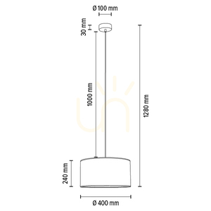 Závesné svietidlo Mateo, 1xE27, Max. 60 W, čierny kov / priehľadný PVC kábel / béžový tienidlo z tapety, Ø 40 cm small 2
