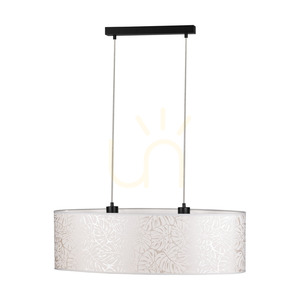 Závesné svietidlo Mateo, 2xE27, Max. 40 W, čierny kov / priehľadný PVC kábel / béžový tienidlo z tapety, 80 cm small 2