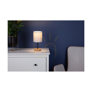 Stolná lampa Mateo, 1xE27, Max. 25 W, olejovaný dub / čierny kov / čierny PVC kábel / béžový tienidlo z tapety, Ø 13 cm small 1