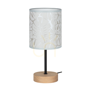 Stolná lampa Mateo, 1xE27, Max. 25 W, olejovaný dub / čierny kov / čierny PVC kábel / béžový tienidlo z tapety, Ø 13 cm small 0