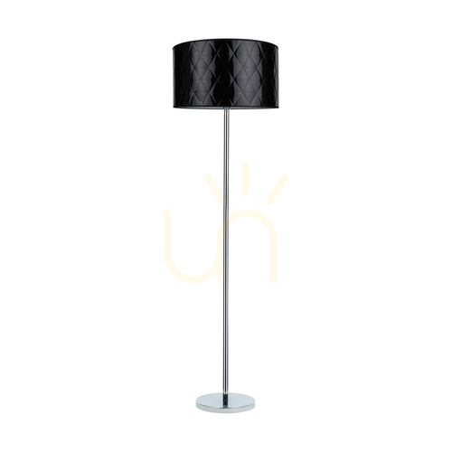 Skontrolujte Stojaca lampa Maxima, 1xE27, Max. 60 W, chrómovaný kov / priehľadný PVC kábel / čierne tienidlo, Ø 50 cm