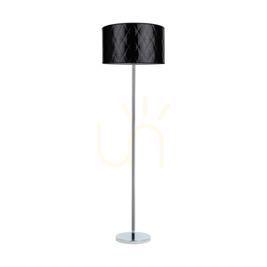 Stojaca lampa Maxima, 1xE27, Max. 60 W, chrómovaný kov / priehľadný PVC kábel / čierne tienidlo, Ø 50 cm small 0