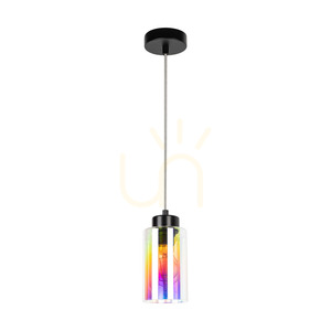 Závesné svietidlo Meno, 1xE27, Max. 60 W, čierny kov / priehľadný PVC kábel / viacfarebný sklenený tienidlo, Ø 10 cm small 0