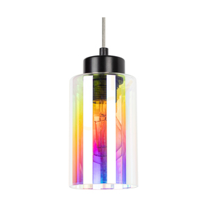 Závesné svietidlo Meno, 3xE27, Max. 60 W, čierny kov / priehľadný PVC kábel / viacfarebný sklenený tienidlo, 54 cm small 1