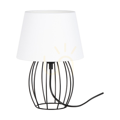 Skontrolujte Stolná lampa Merano, 1xE27, Max. 25 W, čierny kov / čierny PVC kábel / biele tienidlo, Ø 20 cm