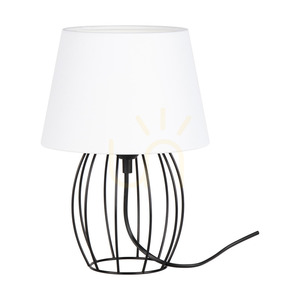 Stolná lampa Merano, 1xE27, Max. 25 W, čierny kov / čierny PVC kábel / biele tienidlo, Ø 20 cm small 0