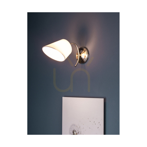 Nástenná lampa Mette Wall 1xE27 Max. 40 W, saténovo-kovový/biely tienidlo, 30 cm small 3