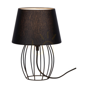 Stolná lampa Merano, 1xE27, Max. 25 W, čierny kov / čierny PVC kábel / čierny tienidlo, Ø 20 cm small 1
