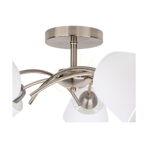 Stropné svietidlo Mette, 5xE27, Max. 40 W, saténovo-kovová/biela, priemer tienidla 70 cm small 2