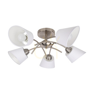 Stropné svietidlo Mette, 5xE27, Max. 40 W, saténovo-kovová/biela, priemer tienidla 70 cm small 0