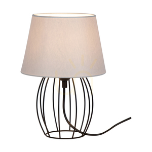 Stolná lampa Merano, 1xE27, Max. 25 W, čierny kov / čierny PVC kábel / sivý tienidlo, Ø 20 cm small 1