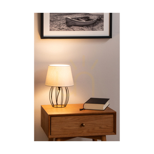 Stolná lampa Merano, 1xE27, Max. 25 W, čierny kov / čierny PVC kábel / sivý tienidlo, Ø 20 cm small 2