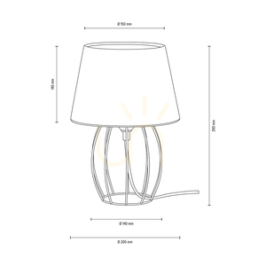 Stolná lampa Merano, 1xE27, Max. 25 W, čierny kov / čierny PVC kábel / sivý tienidlo, Ø 20 cm small 3
