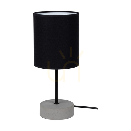 Skontrolujte Stolná lampa Mila, 1xE27, Max. 25 W, sivý betón/čierny kov/čierny PVC kábel/čierne tienidlo Ø 13 cm