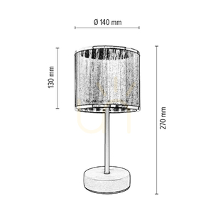 Stolná lampa Mila, 1xE27, Max. 25 W, breza/čierny kov/čierny PVC kábel/čierno-chrómový tienidlo, Ø 14 cm small 2