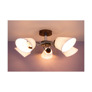 Stropné svietidlo Mette Wood, 5xE27, Max. 40 W, bukové a orechové drevo / chrómovaný kov / biely tienidlo, Ø 70 cm small 3
